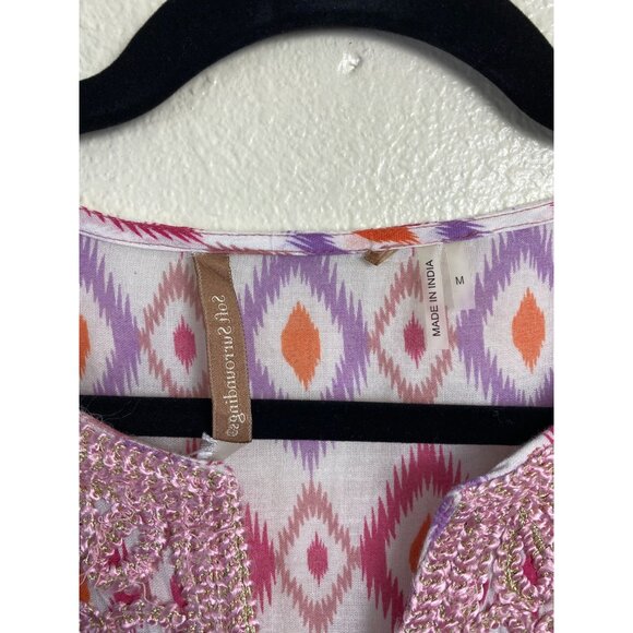 Soft Surroundings Tunic Top Women size Medium Geometric Boho Artsy Flowy Aztec - Picture 3 of 15